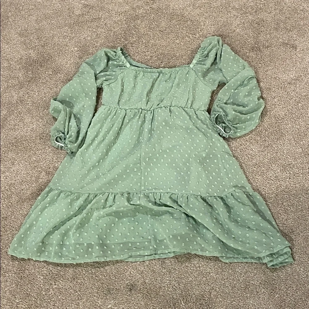Market & Spruce Textured Green Off-Shoulder Long Sleeve Dress
